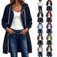 thumbnail image 1 of Women's Zip Up Hoodies Oversized Fleece Long Tunic Sweatshirts Casual Long Sleeve 2026 Fall Hoodie Jacket Coat, 1 of 10