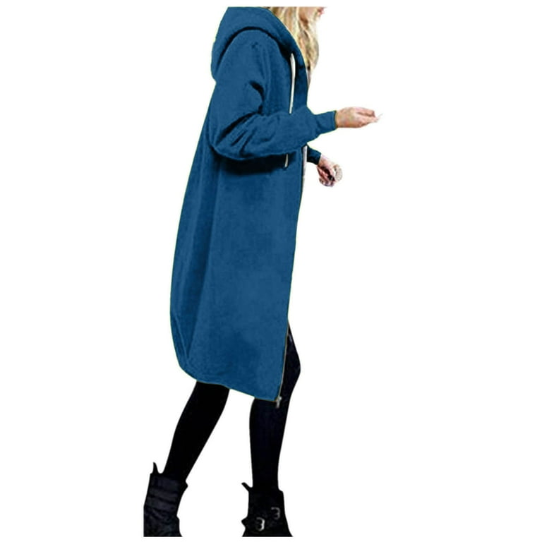 Women s Zip Up Hoodies Oversized Fleece Long Tunic Tunic Sweatshirt Long Hoodie Jacket Walmart