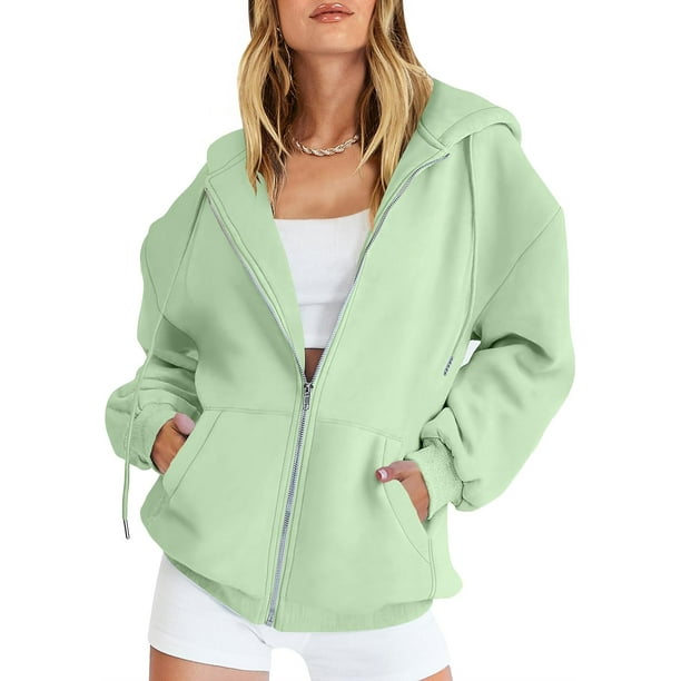Women s Zip Up Hoodies Teen Girls Oversized Sweatshirt Y2K Clothing Cute Fall Casual Drawstring Jacket with Pockets Walmart Business Supplies