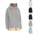 thumbnail image 1 of Women's Zip Up Jacket 2025 Fall Winter Long Sleeve Plain Sweatshirt Hoodie with Pockets Coat Outerwear, 1 of 1