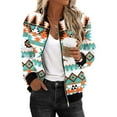 thumbnail image 1 of Women's Zip Up Lightweight Jackets 2024 Fashion Aztec Printed Western Coat Vintage Ethnic Long Sleeve Tops Casual Fall Attire, 1 of 5