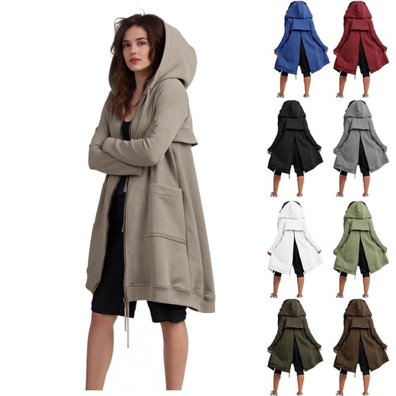 Women's Zip Up Oversized Hoodies Long Sleeve Loose Hooded Sweatshirt Fleece Jacket Lightweight Fall Coats With Pockets