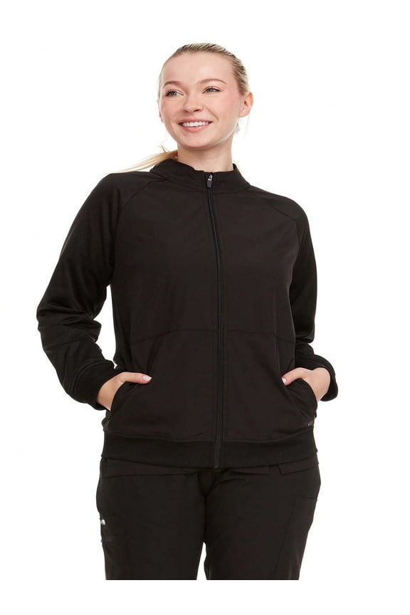 Women's Zip-Up Scrub Jacket – Stretchy Clinical Workwear With Ribbed Trim | 4-Way Stretch | Nurse Beauty Salon Uniform | Surgical Spa Doctor workwear'