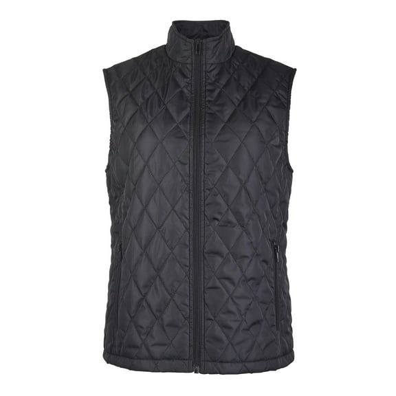 Women's Zip-Up Sleeveless Diamond Quilted Puffer Vest, Black S, 1 Pack