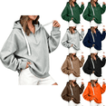 thumbnail image 1 of Women's Zip Up Sweatshirts Oversized Pullover Half Zip Hoodie Long Sleeve Drawstring Sweatshirt Side Split Loose Fall Tops, 1 of 5