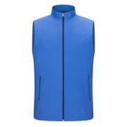 Womens Zip Up Vest with Zip Pocket Sleeveless Collar Windproof Jacket Full Zipper Anorak Utility Vest, Blue, XXL