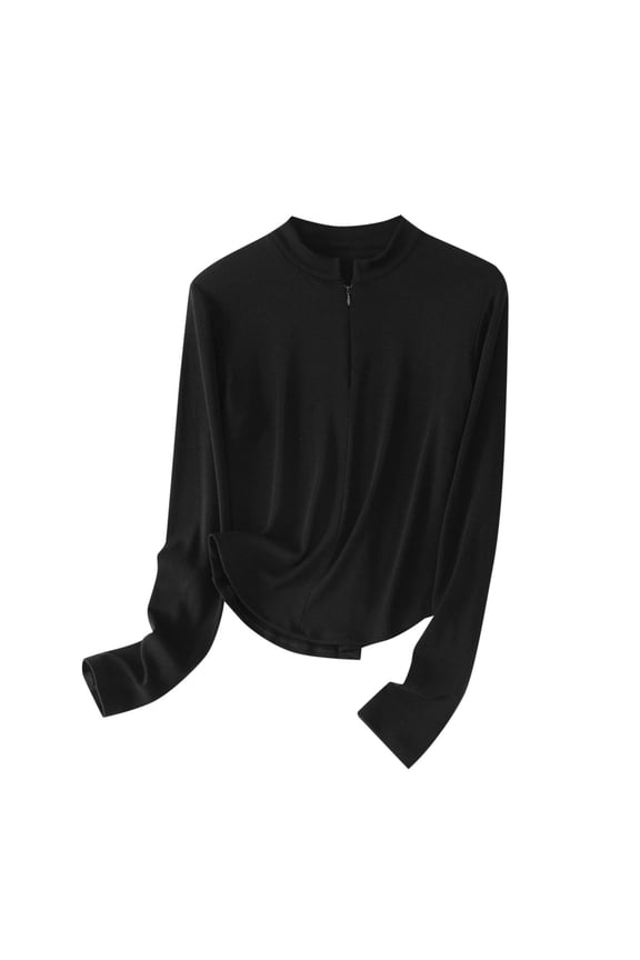 Women's Zip Up Workout Jackets Athletic Running Jackets Stand Collar Slim Fit Lightweight Yoga Base Layer Jacket (M, Black)