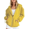 thumbnail image 1 of Women's Zip up Hoodies Oversized Casual Long Sleeve Sweatshirts Fleece Jackets Fall Spring Track Jackets with Pocket Yellow M, 1 of 7