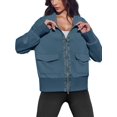 thumbnail image 1 of Women's Zip up Sweatshirt Collared Neck Long Sleeve Loose Casual Lightweight Jacket with Pockets, 1 of 5