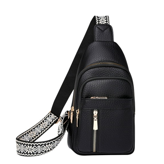 Women's Zipper Crossbody Sling Bag | Versatile Faux Leather Waist Pack Handbag - Adjustable Guitar Strap | Lightweight Tote Shoulder Chest Bag | Hidden Zipper Pocket | 18x6x30cm | 5 Colors