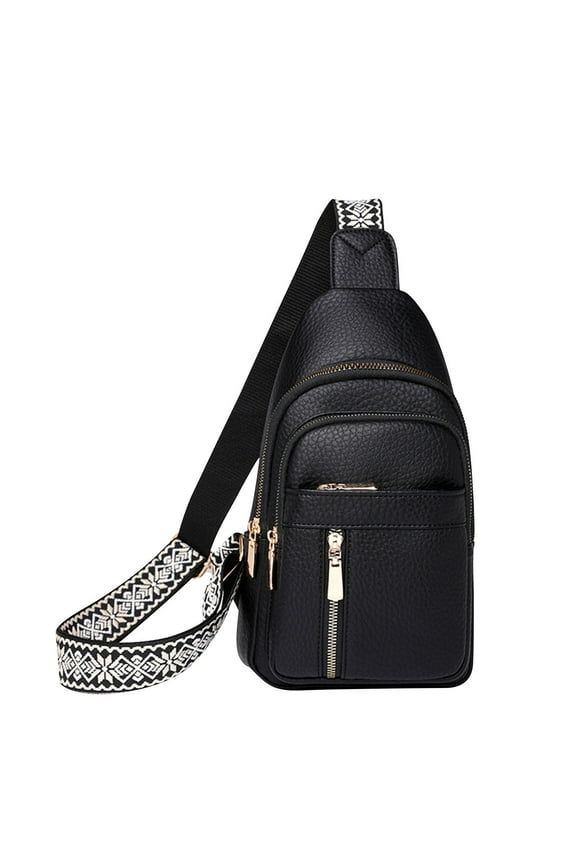 Women's Zipper Crossbody Sling Bag | Versatile Faux Leather Waist Pack Handbag - Adjustable Guitar Strap | Lightweight Tote Shoulder Chest Bag | Hidden Zipper Pocket | 18x6x30cm | 5 Colors