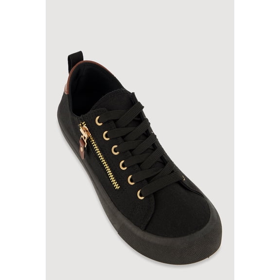 Women's Zipper Detail Lace Up Low Top Sneakers
