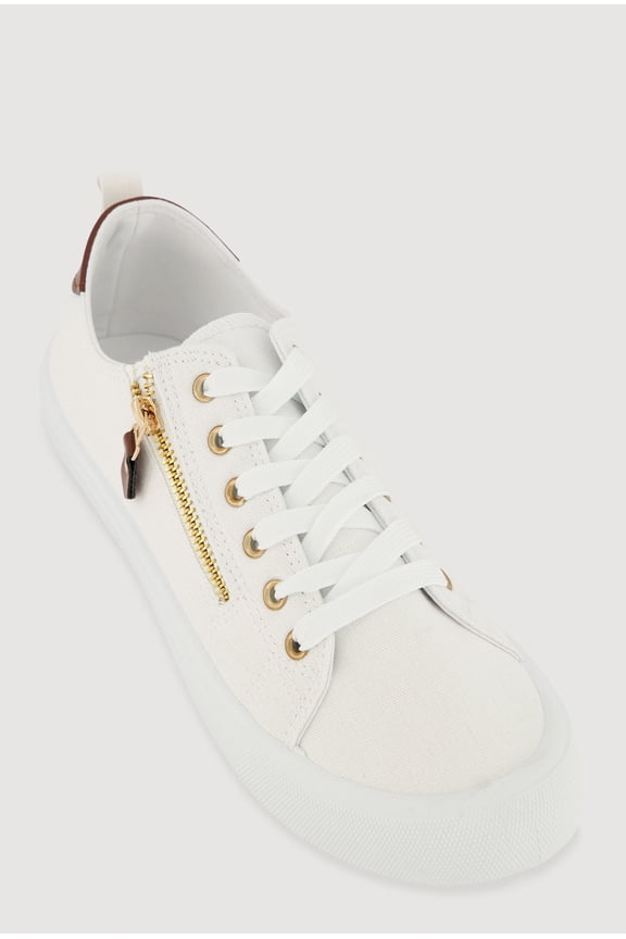Women's Zipper Detail Lace Up Low Top Sneakers