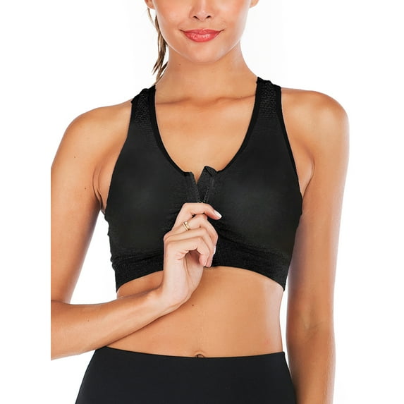 Women's Zipper Front Bras Yoga Sports Bras Training Stretch Tank Top High Impact Padded Bra Front With Zipper Closure