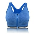 thumbnail image 1 of Women's Zipper Front Closure Sports Bra, Seamless Wirefree Zipper Padded Workout Gym Yoga Bras, Dark Blue, L, 1 of 8
