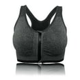 thumbnail image 1 of Women's Zipper Front Closure Sports Bra, Seamless Wirefree Zipper Padded Workout Gym Yoga Bras, Gray, 2XL, 1 of 8