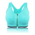 thumbnail image 1 of Women's Zipper Front Closure Sports Bra, Seamless Wirefree Zipper Padded Workout Gym Yoga Bras, Green, M, 1 of 8