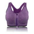 thumbnail image 1 of Women's Zipper Front Closure Sports Bra, Seamless Wirefree Zipper Padded Workout Gym Yoga Bras, Purple, M, 1 of 8