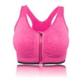 thumbnail image 1 of Women's Zipper Front Closure Sports Bra, Seamless Wirefree Zipper Padded Workout Gym Yoga Bras, Red, 2XL, 1 of 8