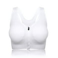 thumbnail image 1 of Women's Zipper Front Closure Sports Bra, Seamless Wirefree Zipper Padded Workout Gym Yoga Bras, White, L, 1 of 8