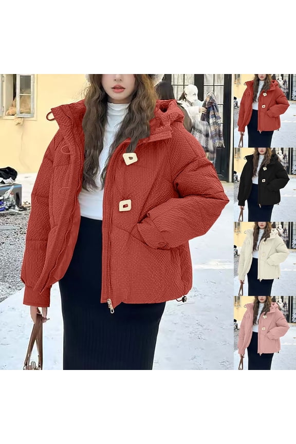 Women's Zipper Hooded Parka Jacket Coat with Double Pockets Long Sleeves Casual Loose Fit Outwear Winter Warm Windproof | CSEONE,Pink L