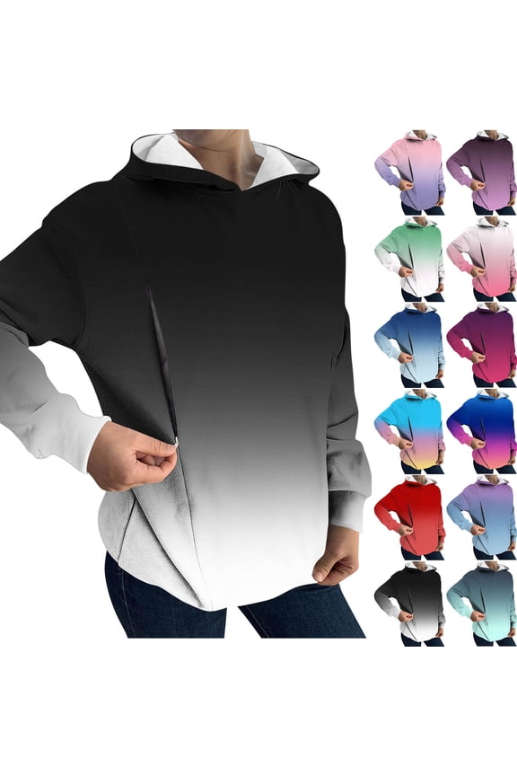 Women's Zipper Hooded Sweatshirt Top Jacket Pullover Long Sleeve Loose Fit Casual Nursing Maternity Wear Breastfeeding Clothes for Daily Loungewear Travel Outfits Fashion Essential Gift