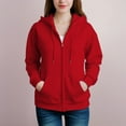 thumbnail image 1 of Women's Zipper Hoodie Cotton Blend Hooded Pocket Sweatshirt 11 Colors, 1 of 12