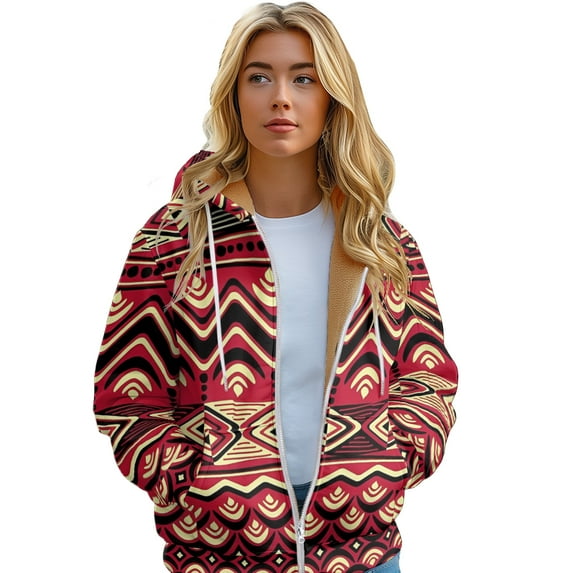 Women's Zipper Hoodie Long Sleeve Jacket Jacket Paisley Vintage Stereo Print Winter