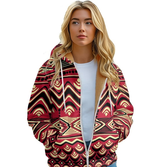 Women's Zipper Hoodie Long Sleeve Jacket Jacket Paisley Vintage Stereo Print Winter