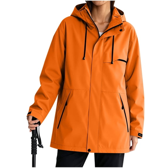 Women's Zipper Hoodie with Pockets Adjustable Drawstring Long Sleeves Camping Athletic Jacket S