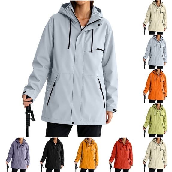 Women's Zipper Hoodie with Pockets Adjustable Drawstring Long Sleeves Camping Athletic Jacket XXL