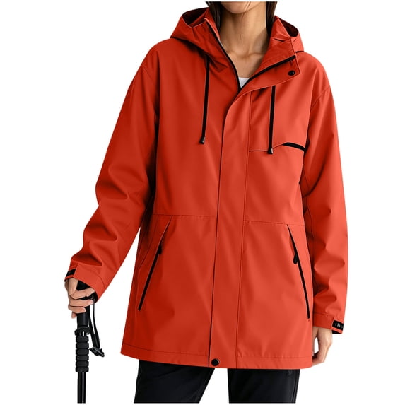 Women's Zipper Hoodie with Pockets Adjustable Drawstring Long Sleeves Camping Athletic Jacket XXL