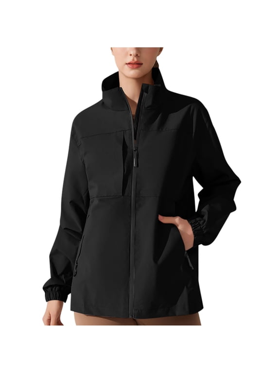 Women's Zipper Jackets Outdoor Jacket Fashion Jumper Jacket Long-sleeved Blouse Waterproof Jacket Fall Winter Casual Coat