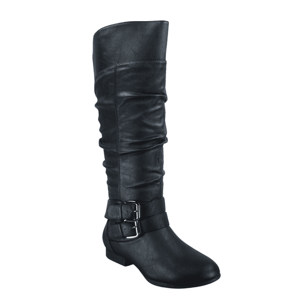 Women's Zipper Knee High Riding Boots Casual Flat Low Heel Winter Boots Shoes ( Black, 6.5)
