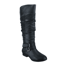Women's Zipper Knee High Riding Boots Casual Flat Low Heel Winter Boots Shoes ( Black, 7.5)