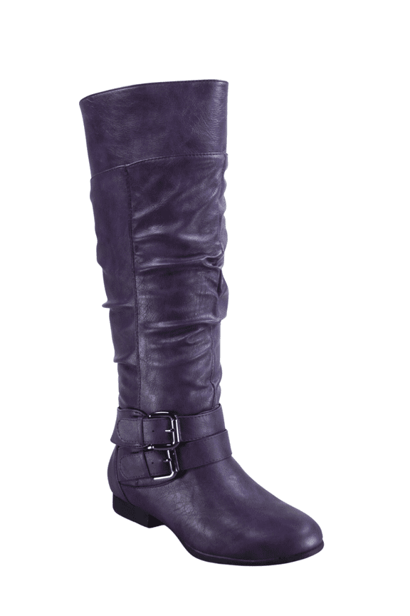Women's Knee High Riding Boot Low Heel, Purple, Size 11