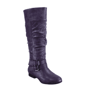 Women's Zipper Knee High Riding Boots Casual Flat Low Heel Winter Boots Shoes ( Purple, 11)