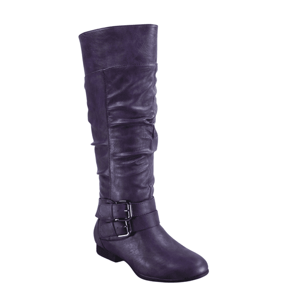Women's Zipper Knee High Riding Boots Casual Flat Low Heel Winter Boots Shoes ( Purple, 7.5)