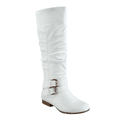 thumbnail image 1 of Women's Zipper Knee High Riding Boots Casual Flat Low Heel Winter Boots Shoes ( White, 6.5), 1 of 5