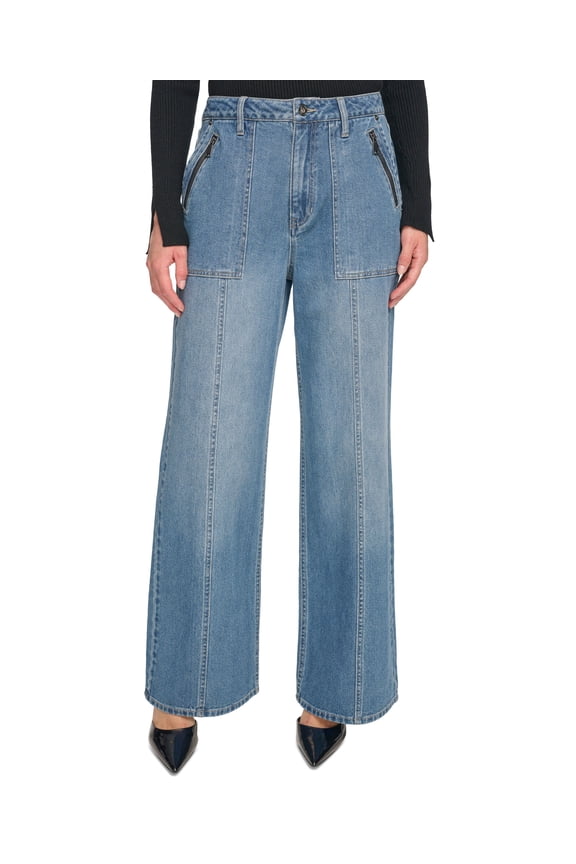 Women's Zipper-Pocket Wide-Leg Jeans Delaware Wash 28