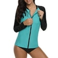 thumbnail image 1 of Women's Zipper Rash Guard Long Sleeve Swimsuit Colorblock Swim Shirts UPF 50+ Active Top, 1 of 6