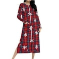 thumbnail image 1 of Women's Zipper Robe Xmas Plaid Print Housecoats Long Sleeve Pajamas with Pocket Soft Knee Length Nightgowns Fitted Bathrobes Comfy Christmas Pajama, 1 of 9