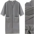 thumbnail image 1 of Women's Zipper Robes 3/4 Sleeve Zip Front Robe Knee Length Lightweight Housecoats with Pockets, 1 of 10