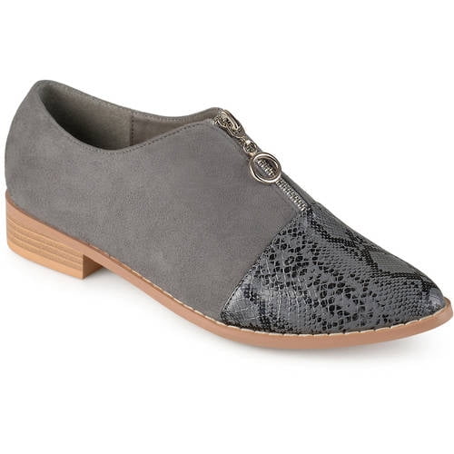 Women's Zipper Snake Print Faux Suede Loafers