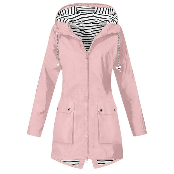 Women's Zippered Hardshell Outdoor Hooded Anorak Jacket for Hiking and Adventures
