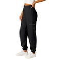 thumbnail image 1 of Women's Zippered Pocket Sweatpants, Elastic Waist Casual Lounge Pants with Side Pockets, Comfortable Pull-On Joggers for Home Wear and Daily Activities Black L, 1 of 7