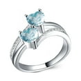 thumbnail image 1 of Women's Zircon Double Heart-Shaped Gemstone Plated Platinum Copper Ring, 1 of 2