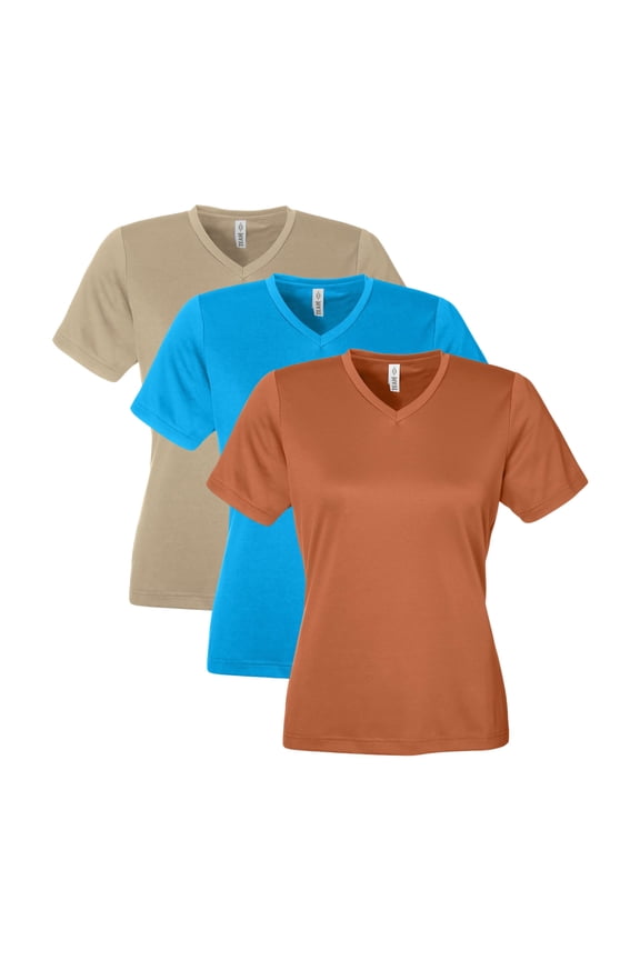 Women's Zone Performance Mesh T-Shirt, 100% Polyester Interlock Short Sleeve Crewneck Tee, Assorted Solid T-shirts (Bright Color 3 Pack, XL)