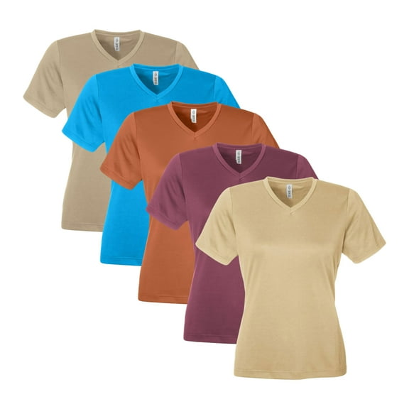 Women's Zone Performance Mesh T-Shirt, 100% Polyester Interlock Short Sleeve Crewneck Tee, Assorted Solid T-shirts (Bright Color 5 Pack, S)