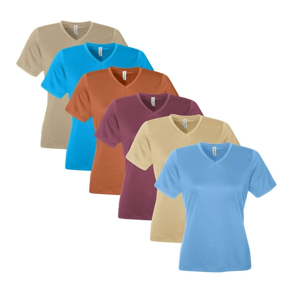 Women's Zone Performance Mesh T-Shirt, 100% Polyester Interlock Short Sleeve Crewneck Tee, Assorted Solid T-shirts (Bright Color 6 Pack, 2XL)